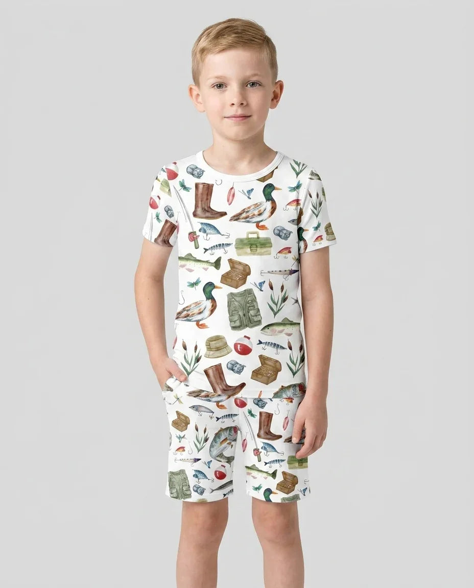 Schlafanzug-Set zweiteilig, kurze Ärmel, kurze Hose, Bambus