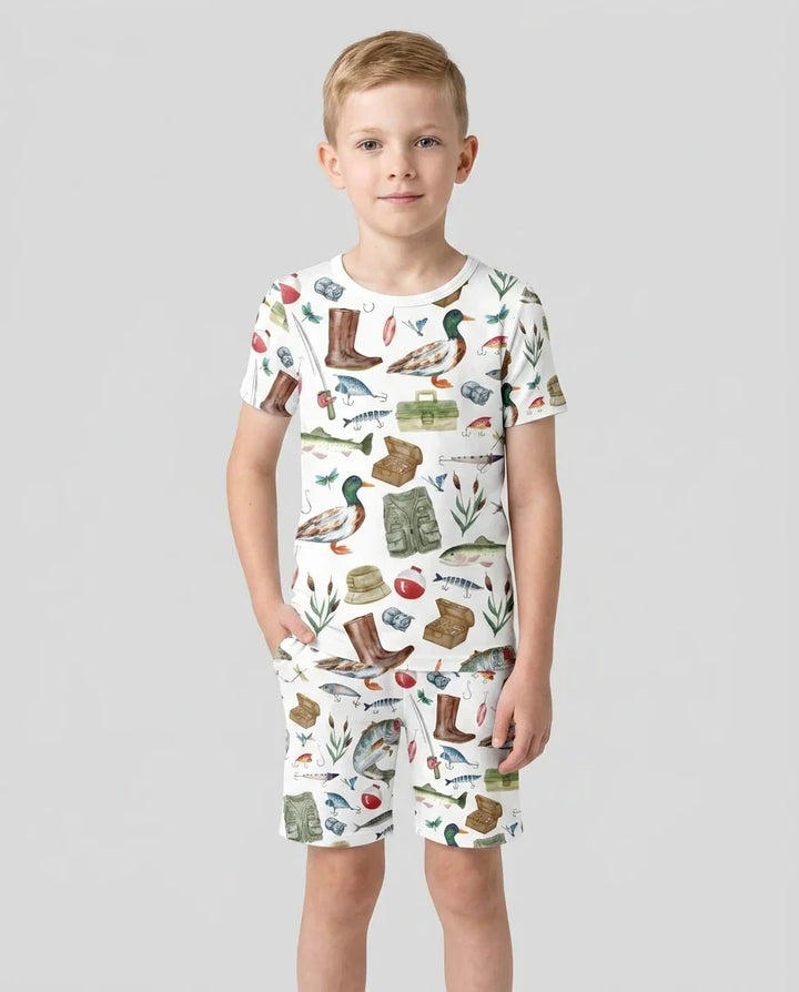 Schlafanzug-Set zweiteilig, kurze Ärmel, kurze Hose, Bambus