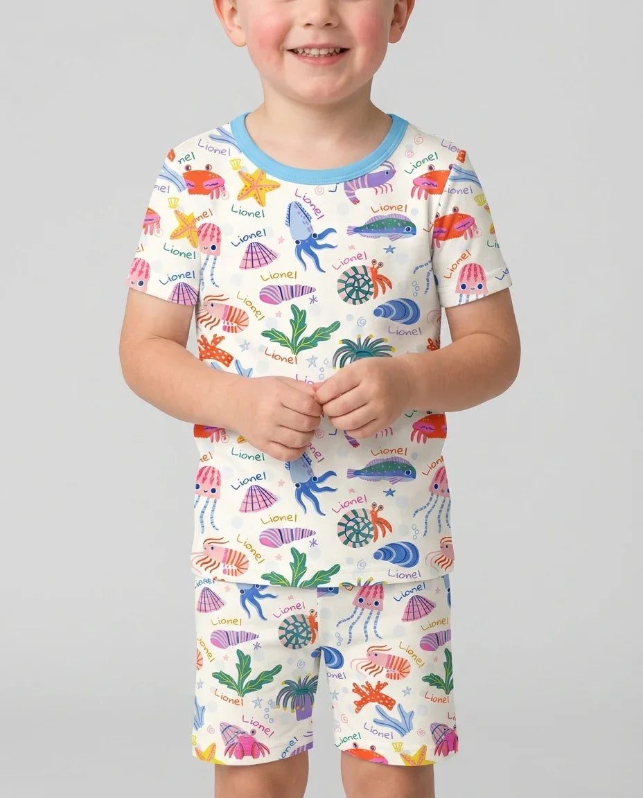 Schlafanzug-Set zweiteilig, kurze Ärmel, kurze Hose, Bambus