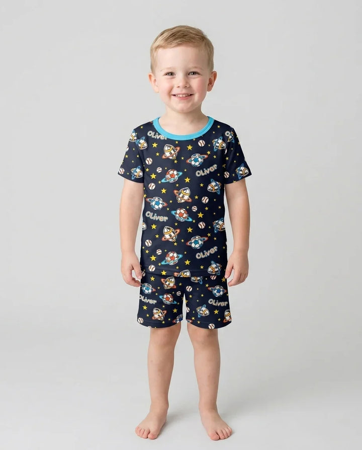 Schlafanzug-Set zweiteilig, kurze Ärmel, kurze Hose, Bambus