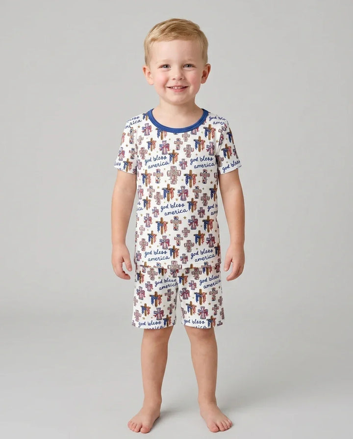 Schlafanzug-Set zweiteilig, kurze Ärmel, kurze Hose, Bambus