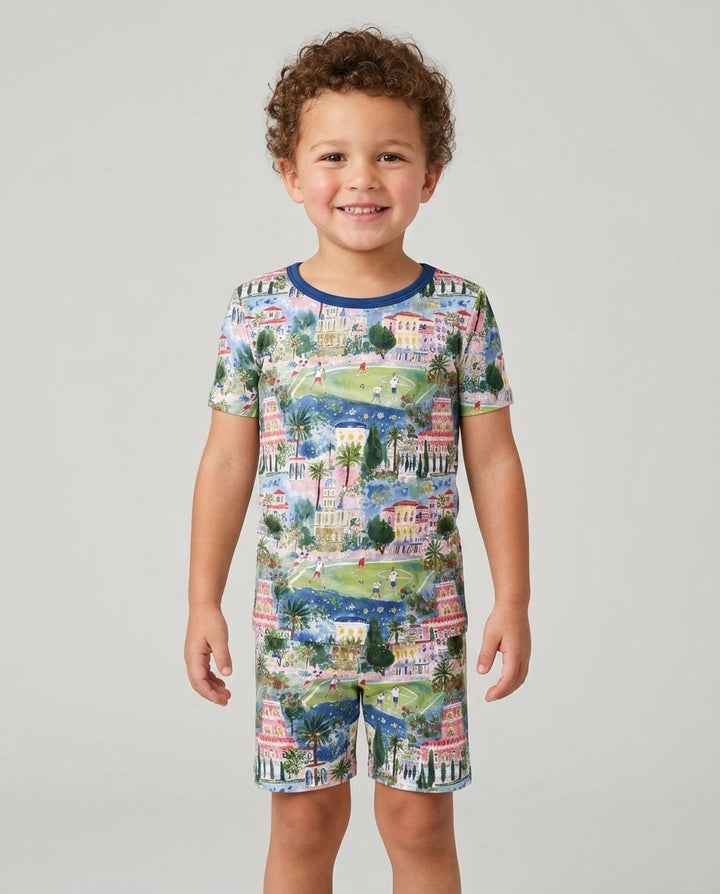 Schlafanzug-Set zweiteilig, kurze Ärmel, kurze Hose, Bambus