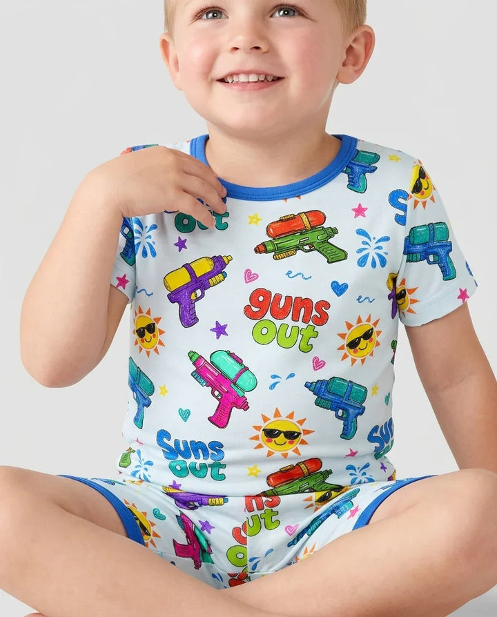 Schlafanzug-Set zweiteilig, kurze Ärmel, kurze Hose, Bambus
