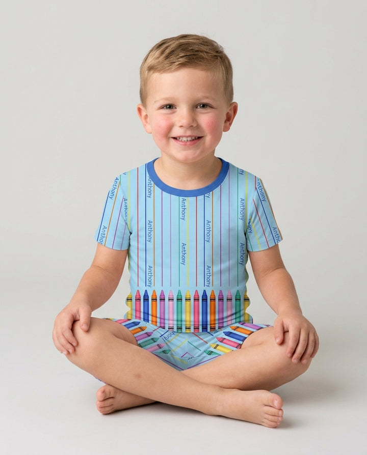 Schlafanzug-Set zweiteilig, kurze Ärmel, kurze Hose, Bambus