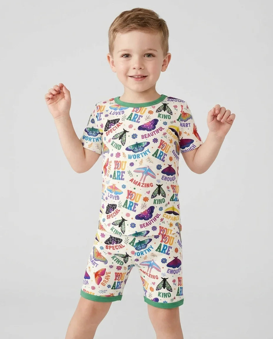 Schlafanzug-Set zweiteilig, kurze Ärmel, kurze Hose, Bambus