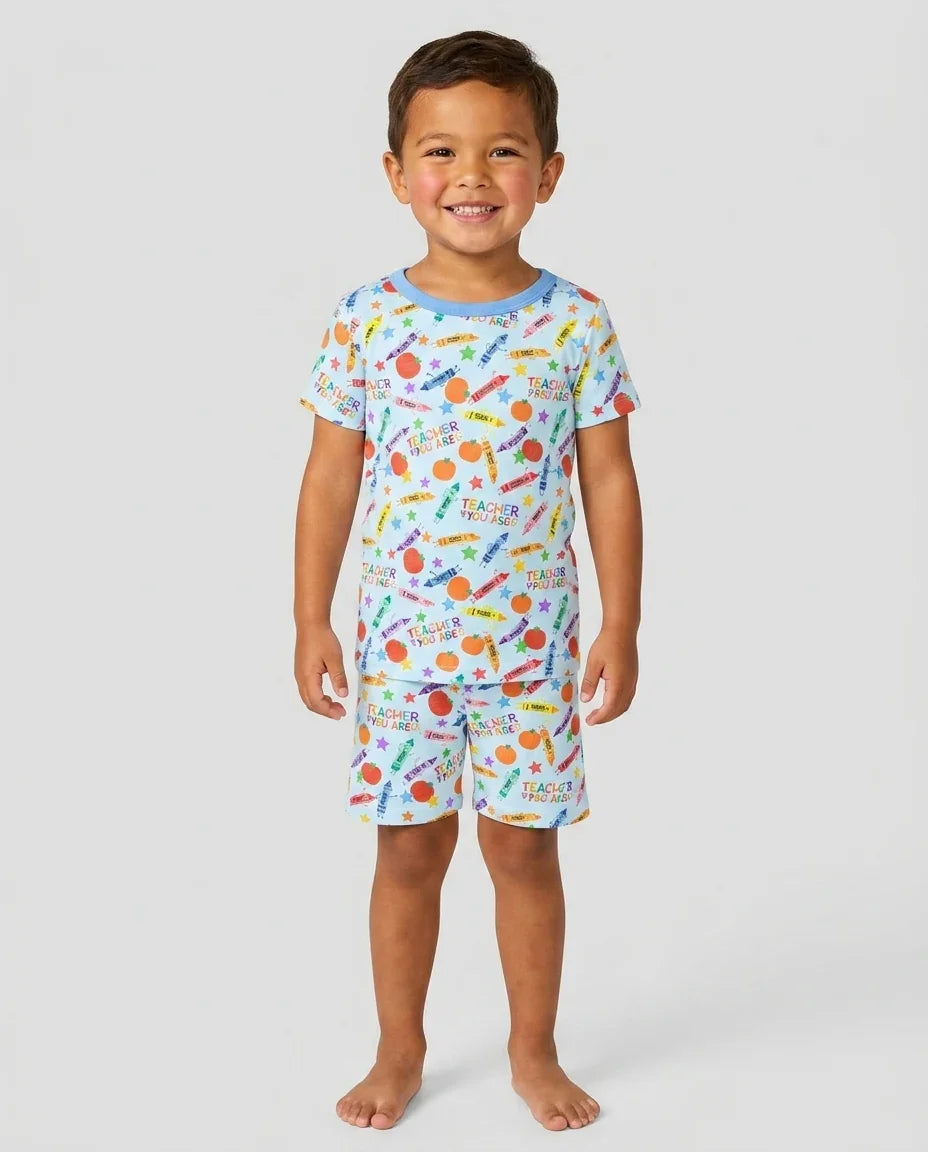 Schlafanzug-Set zweiteilig, kurze Ärmel, kurze Hose, Bambus