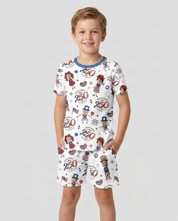 Zweiteiliges Pyjama-Set mit kurzen Ärmeln und Shorts im Sommer-Design
