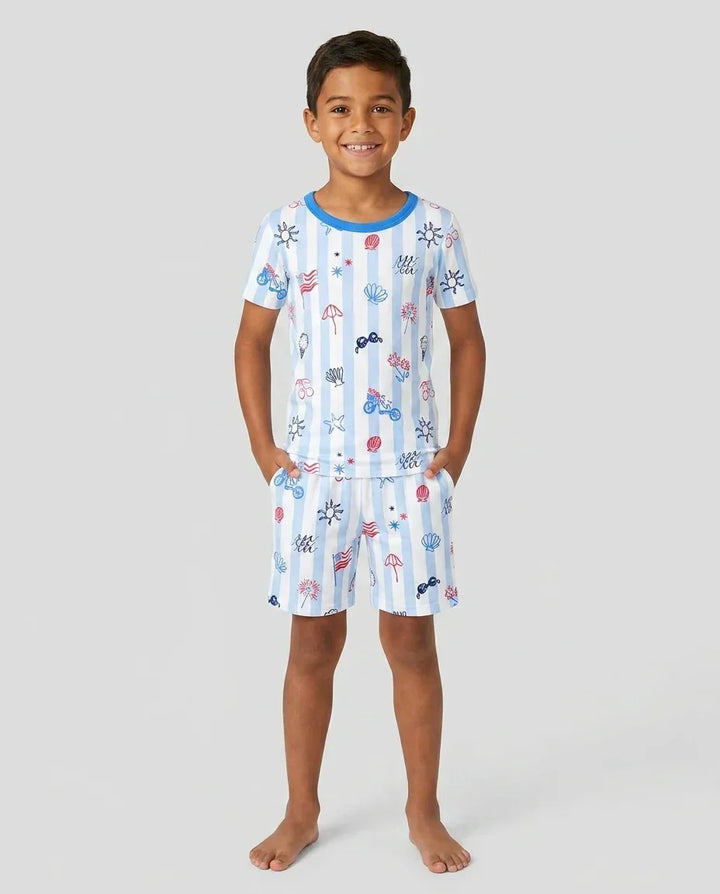 Template Zweiteiliges Pyjama-Set mit kurzen Ärmeln und Shorts