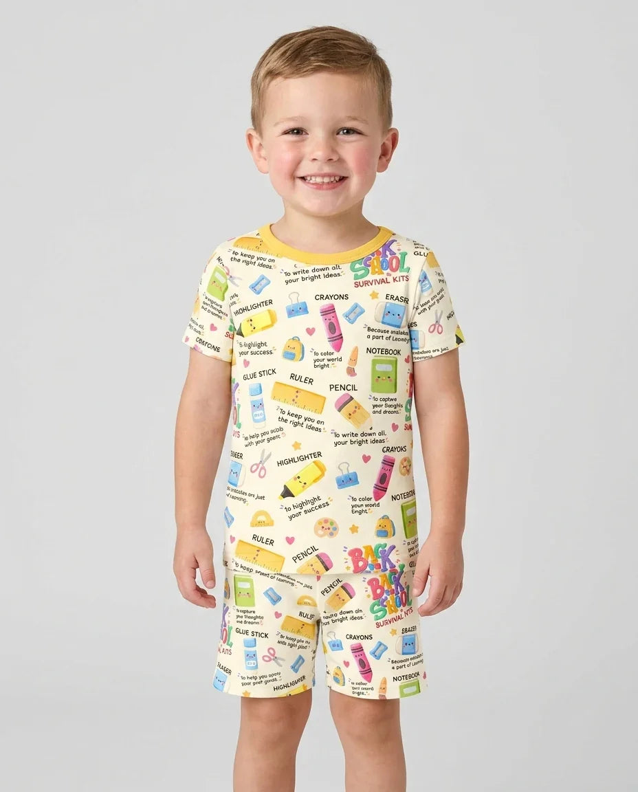Schlafanzug-Set zweiteilig, kurze Ärmel, kurze Hose, Bambus