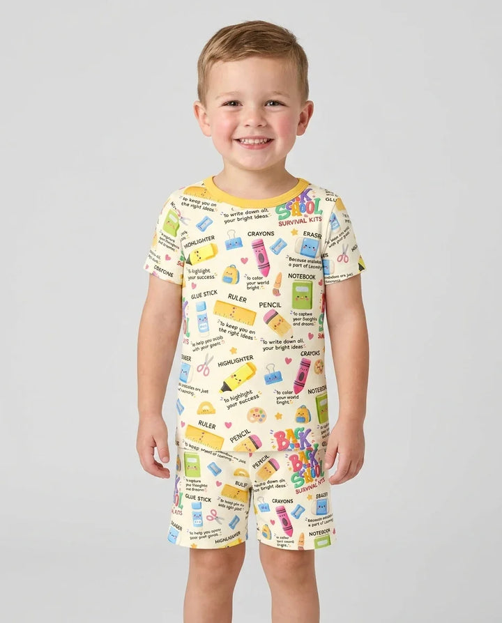 Schlafanzug-Set zweiteilig, kurze Ärmel, kurze Hose, Bambus