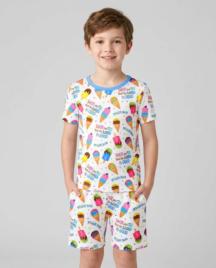 Schlafanzug-Set zweiteilig, kurze Ärmel, kurze Hose, Bambus