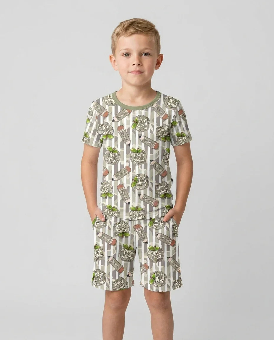 Schlafanzug-Set zweiteilig, kurze Ärmel, kurze Hose, Bambus