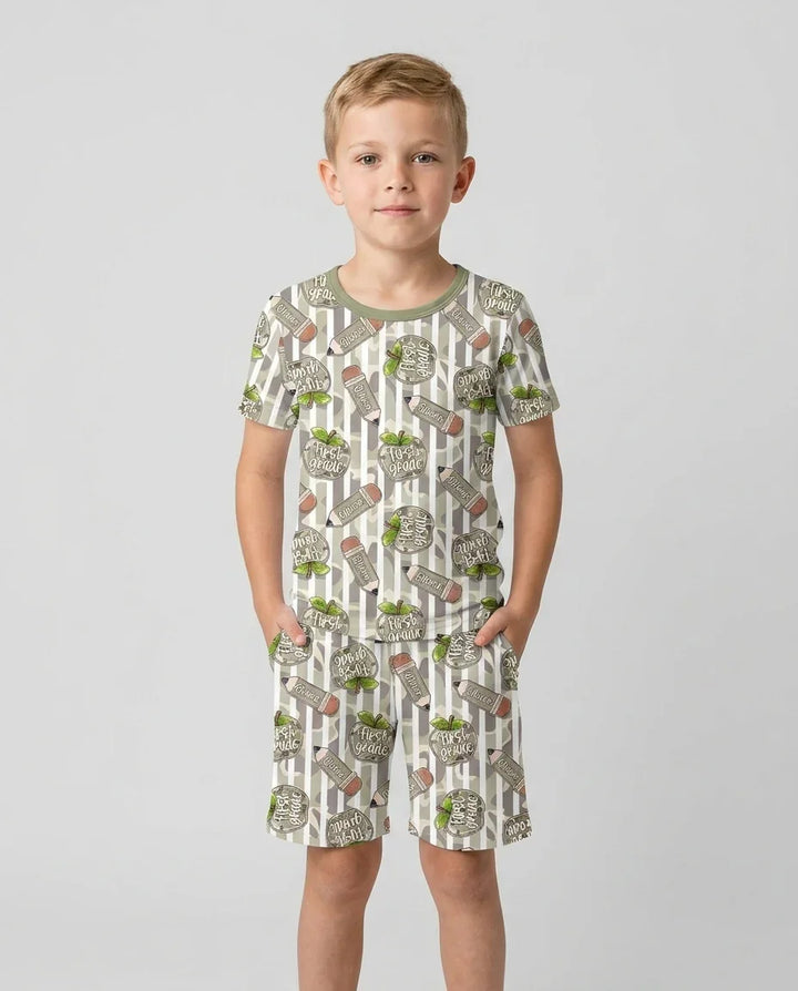 Schlafanzug-Set zweiteilig, kurze Ärmel, kurze Hose, Bambus