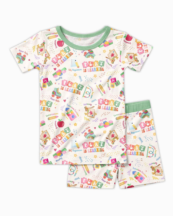 Schlafanzug-Set zweiteilig, kurze Ärmel, kurze Hose, Bambus