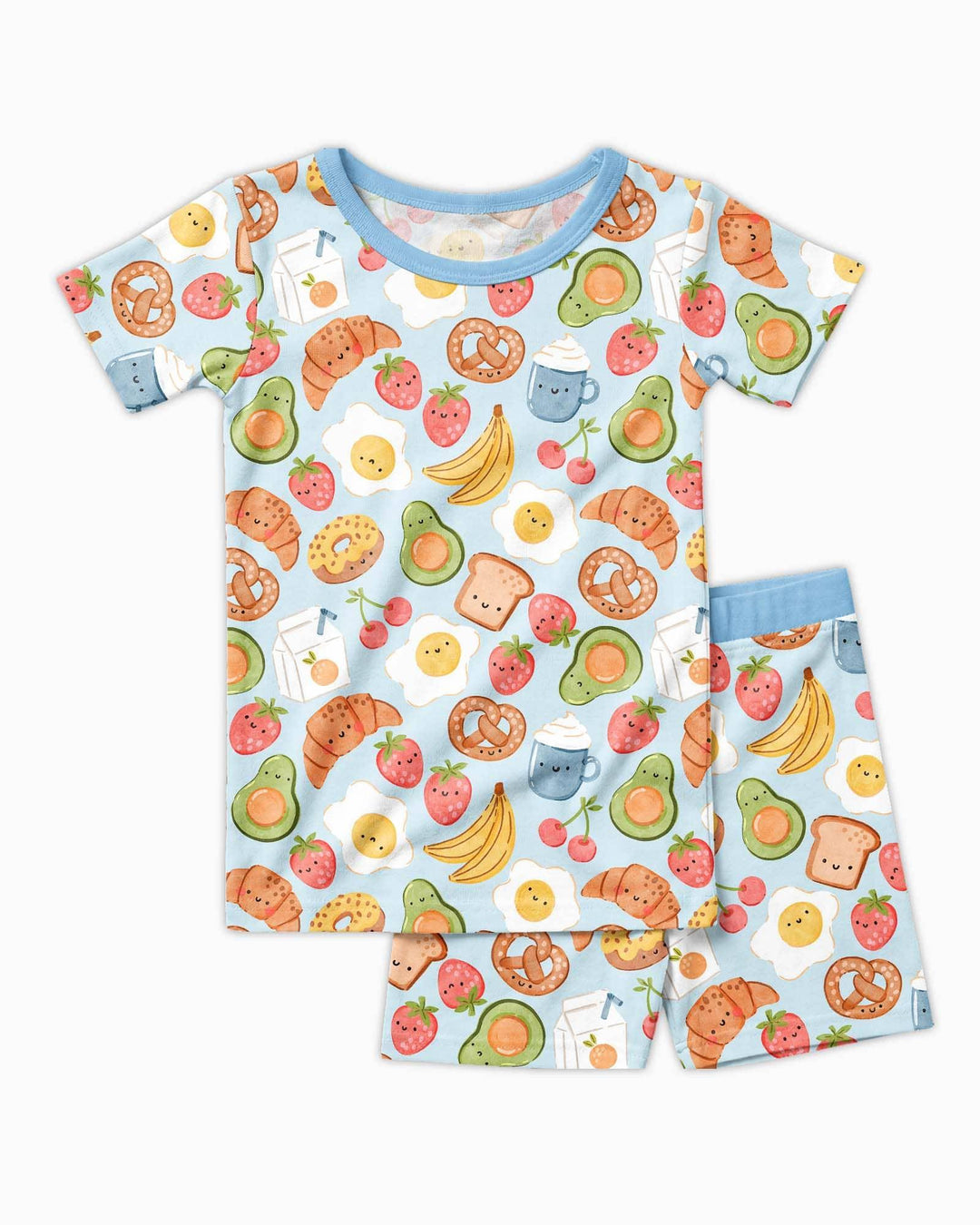 Breakfast Buddies Family Matching Bamboo Two Piece Short Sleeve Shorts Pajama Set