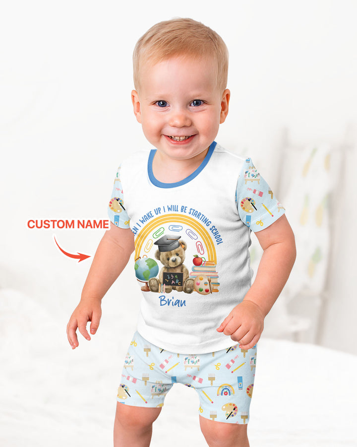 Schlafanzug-Set zweiteilig, kurze Ärmel, kurze Hose, Bambus
