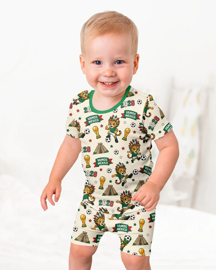 Jaguar 2026 Vamos Mexico Family Matching Bamboo Two Piece Short Sleeve Shorts Pajama Set
