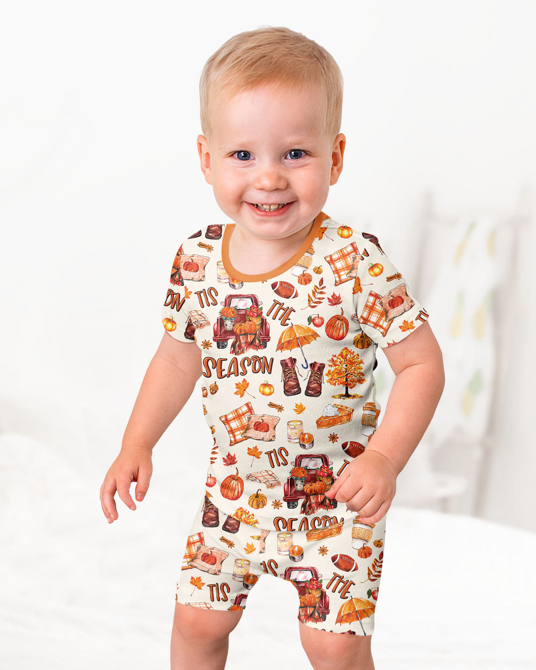 Fall Tis the Season Bamboo Two Piece Short Sleeve Shorts Pajama Set