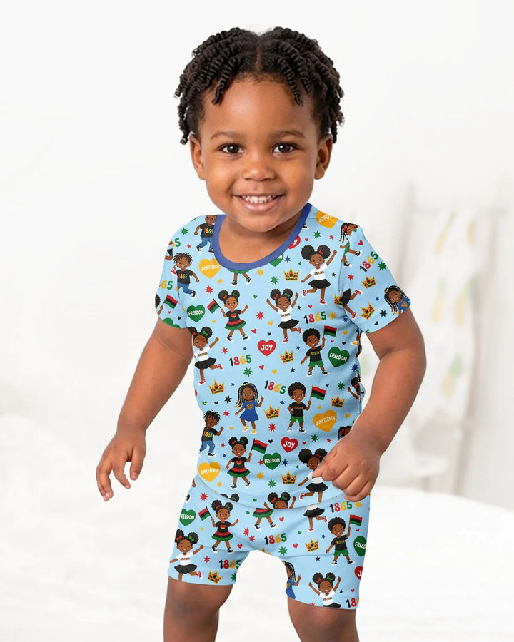 Celebrate Juneteenth Freedom Bamboo Two Piece Short Sleeve Shorts Pajama Set