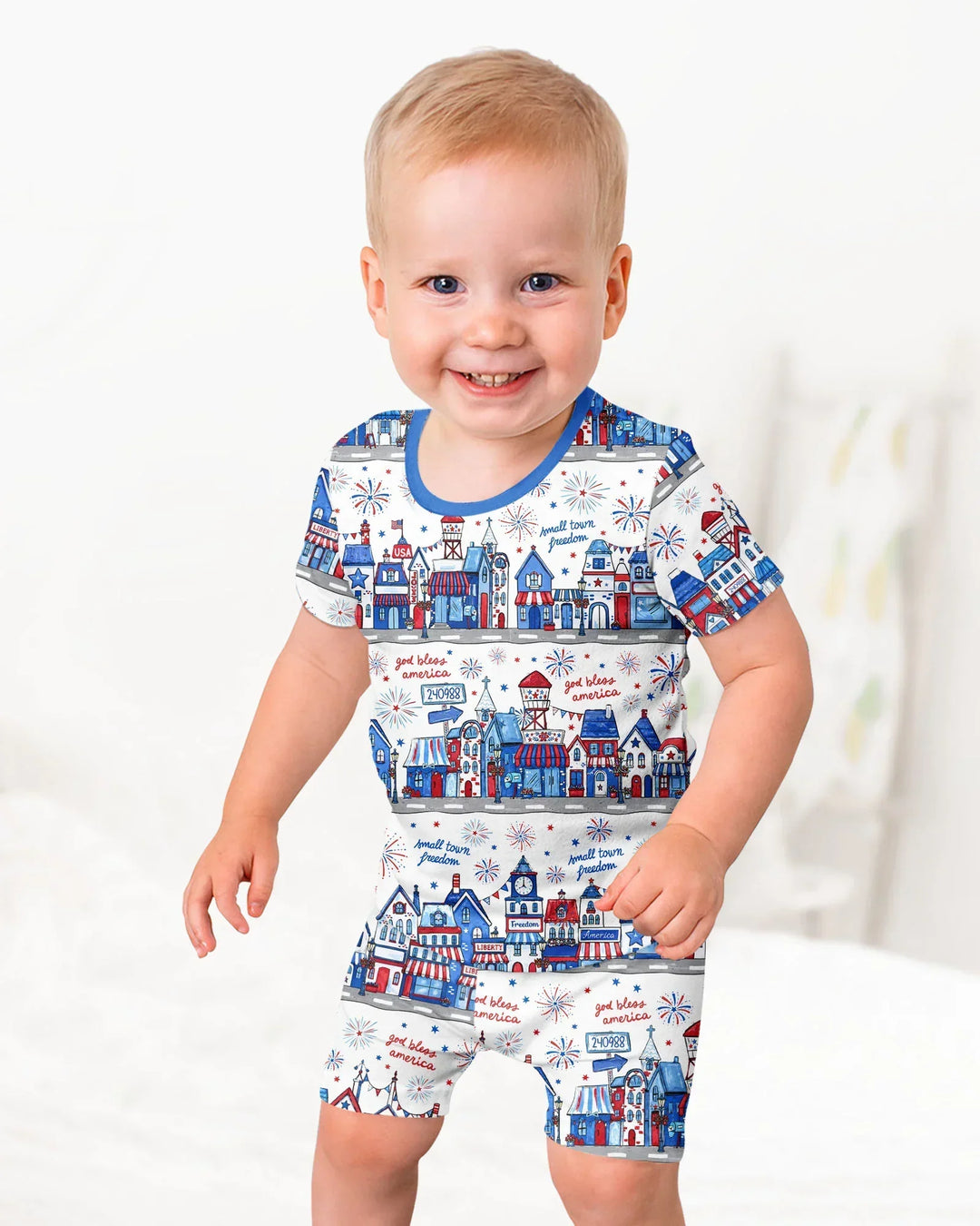 Schlafanzug-Set zweiteilig, kurze Ärmel, kurze Hose, Bambus