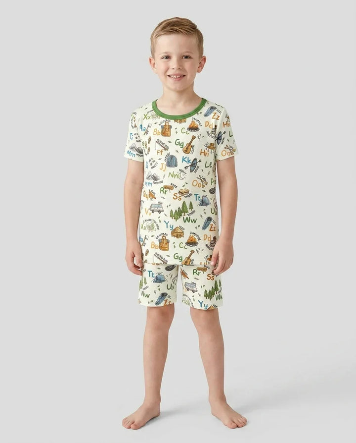 Schlafanzug-Set zweiteilig, kurze Ärmel, kurze Hose, Bambus