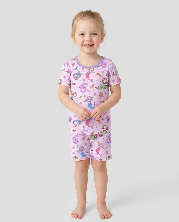 Schlafanzug-Set zweiteilig, kurze Ärmel, kurze Hose, Bambus
