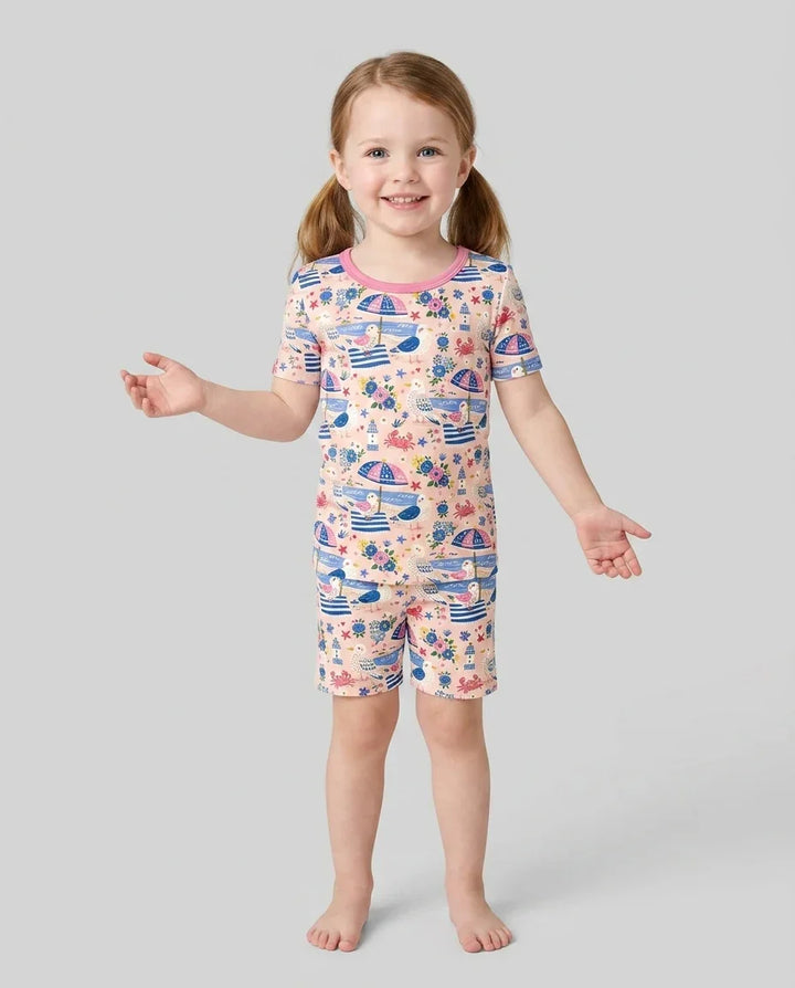Schlafanzug-Set zweiteilig, kurze Ärmel, kurze Hose, Bambus