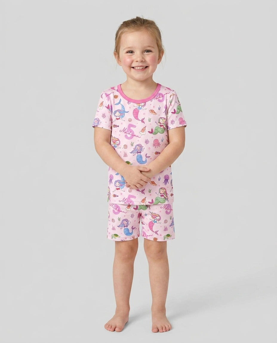 Schlafanzug-Set zweiteilig, kurze Ärmel, kurze Hose, Bambus