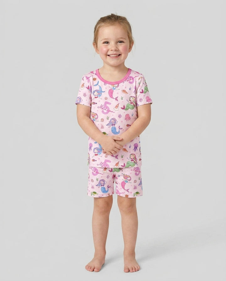 Schlafanzug-Set zweiteilig, kurze Ärmel, kurze Hose, Bambus