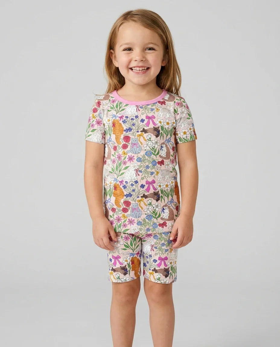 Schlafanzug-Set zweiteilig, kurze Ärmel, kurze Hose, Bambus