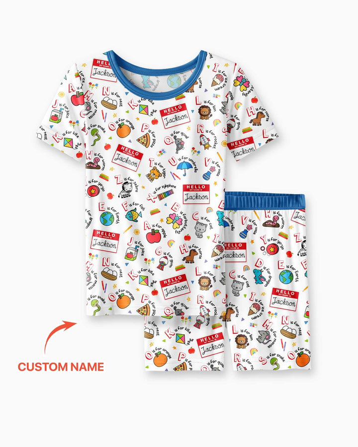 Zweiteiliges Pyjama-Set mit kurzen Ärmeln und Shorts im Sommer-Design