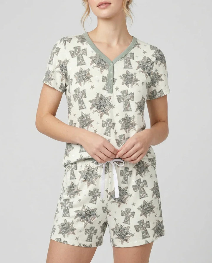 Camo God is Good Family Matching Bamboo Women Short Sleeve Short Pajama Set