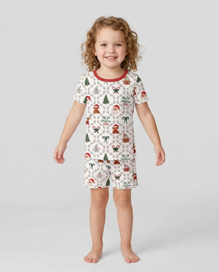 Zweiteiliges Pyjama-Set mit kurzen Ärmeln und Shorts im Sommer-Design