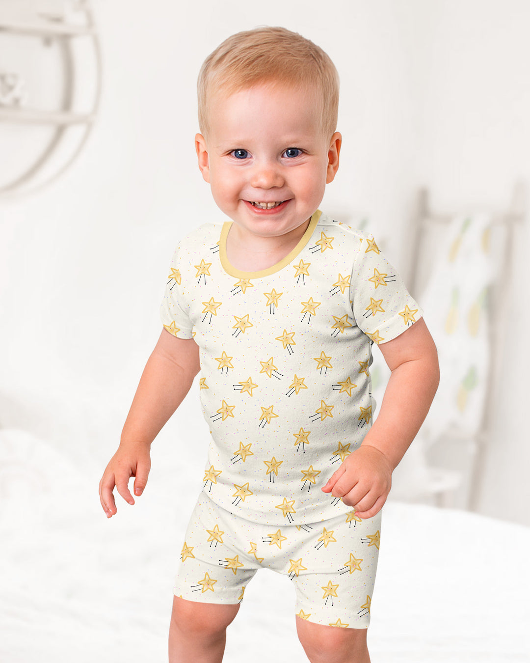 Schlafanzug-Set zweiteilig, kurze Ärmel, kurze Hose, Bambus