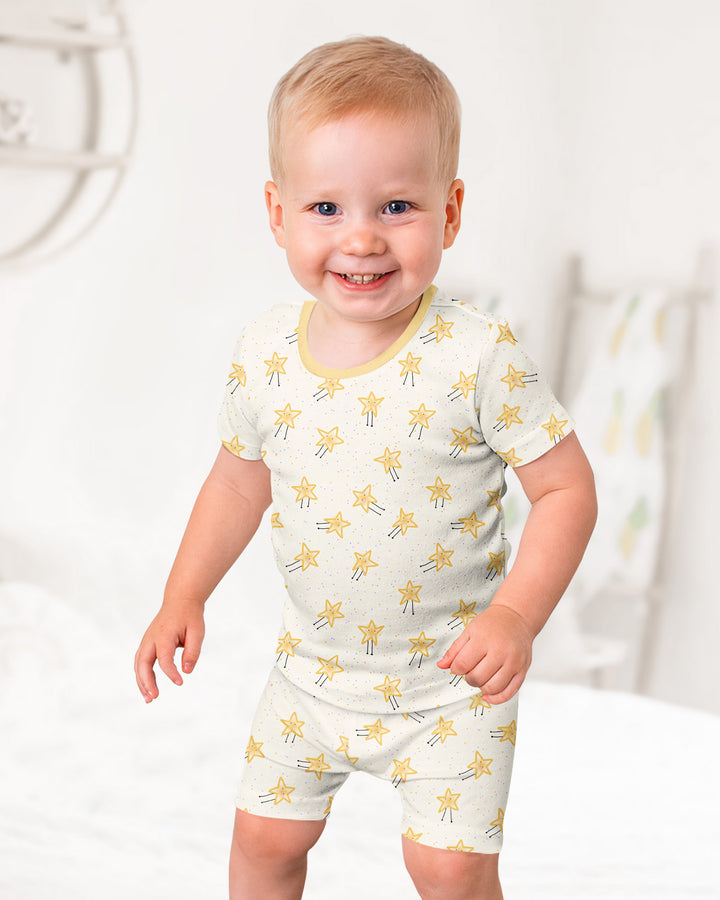 Schlafanzug-Set zweiteilig, kurze Ärmel, kurze Hose, Bambus