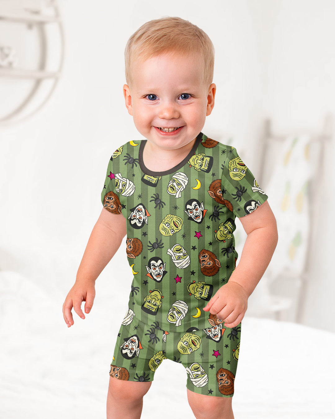 Creepy Crew Family Matching Bamboo Two Piece Short Sleeve Shorts Pajama Set