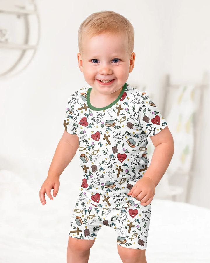 Schlafanzug-Set zweiteilig, kurze Ärmel, kurze Hose, Bambus
