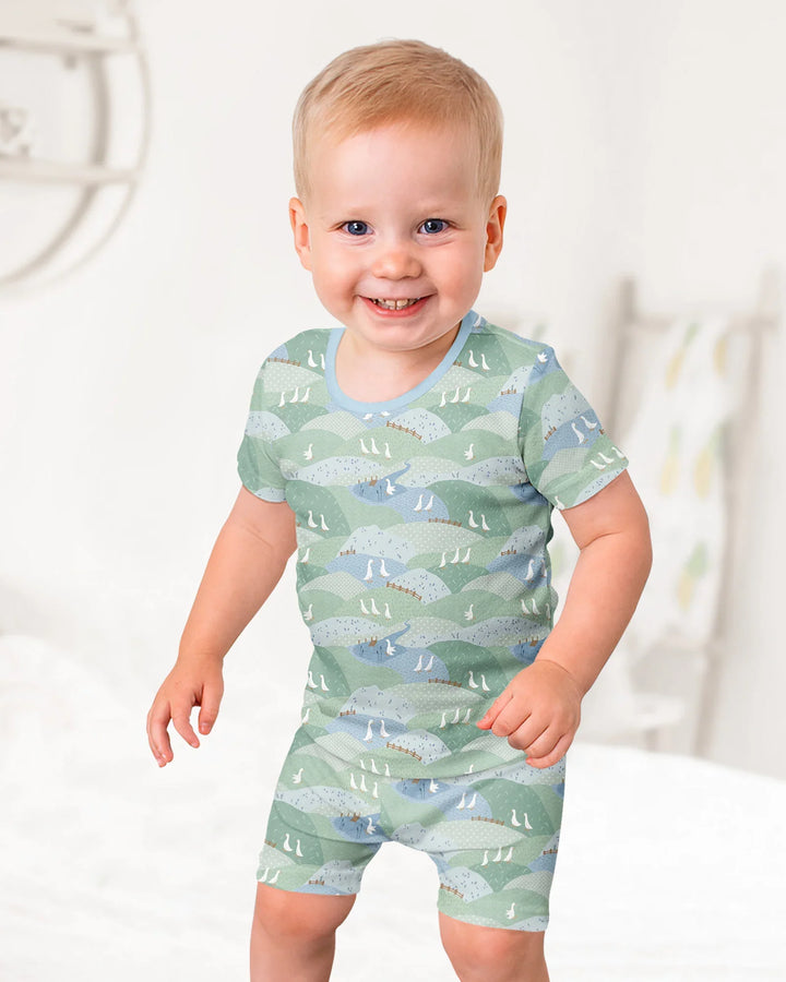 Schlafanzug-Set zweiteilig, kurze Ärmel, kurze Hose, Bambus