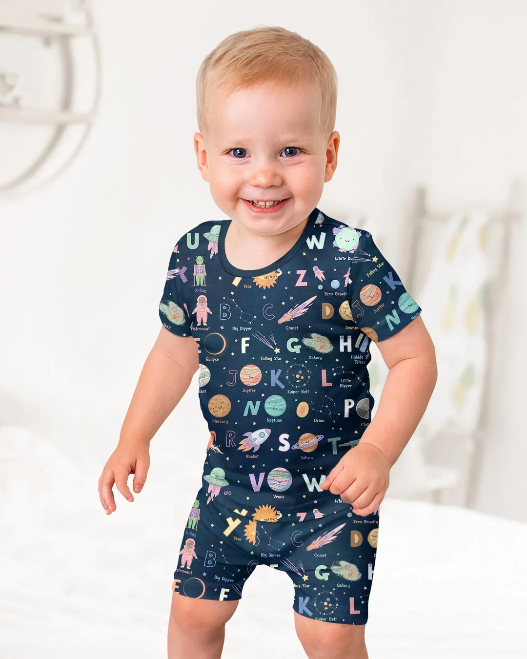Schlafanzug-Set zweiteilig, kurze Ärmel, kurze Hose, Bambus