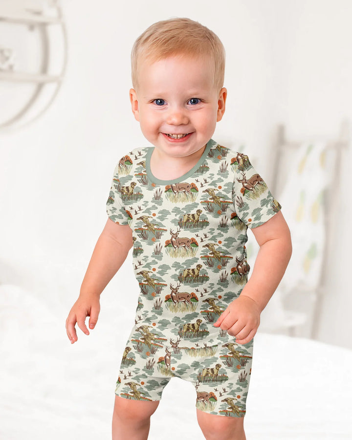Schlafanzug-Set zweiteilig, kurze Ärmel, kurze Hose, Bambus