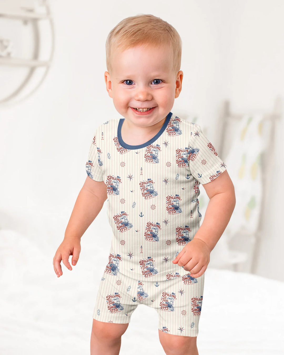 Schlafanzug-Set zweiteilig, kurze Ärmel, kurze Hose, Bambus
