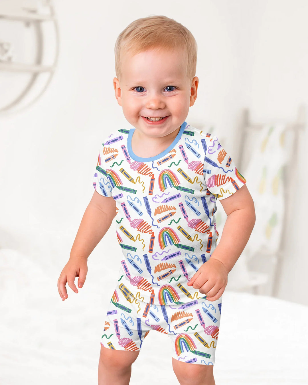 Schlafanzug-Set zweiteilig, kurze Ärmel, kurze Hose, Bambus