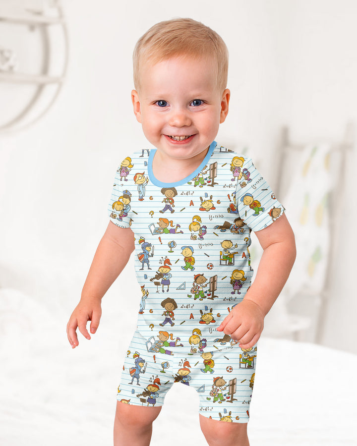 Template Zweiteiliges Pyjama-Set mit kurzen Ärmeln und Shorts