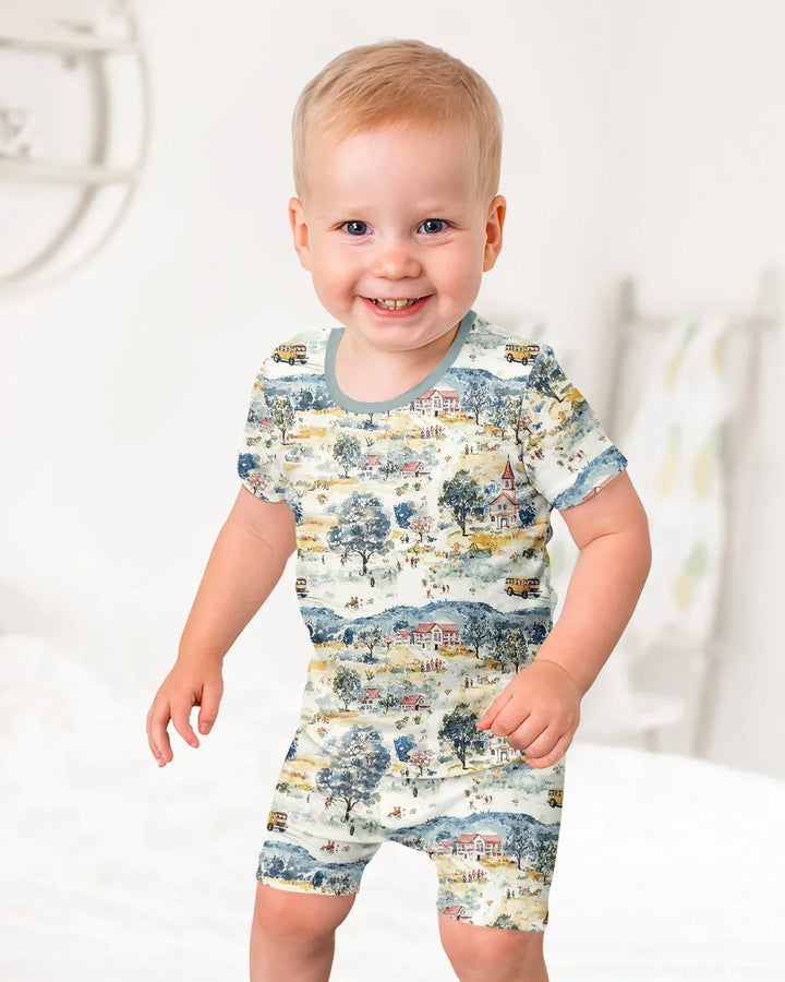Schlafanzug-Set zweiteilig, kurze Ärmel, kurze Hose, Bambus