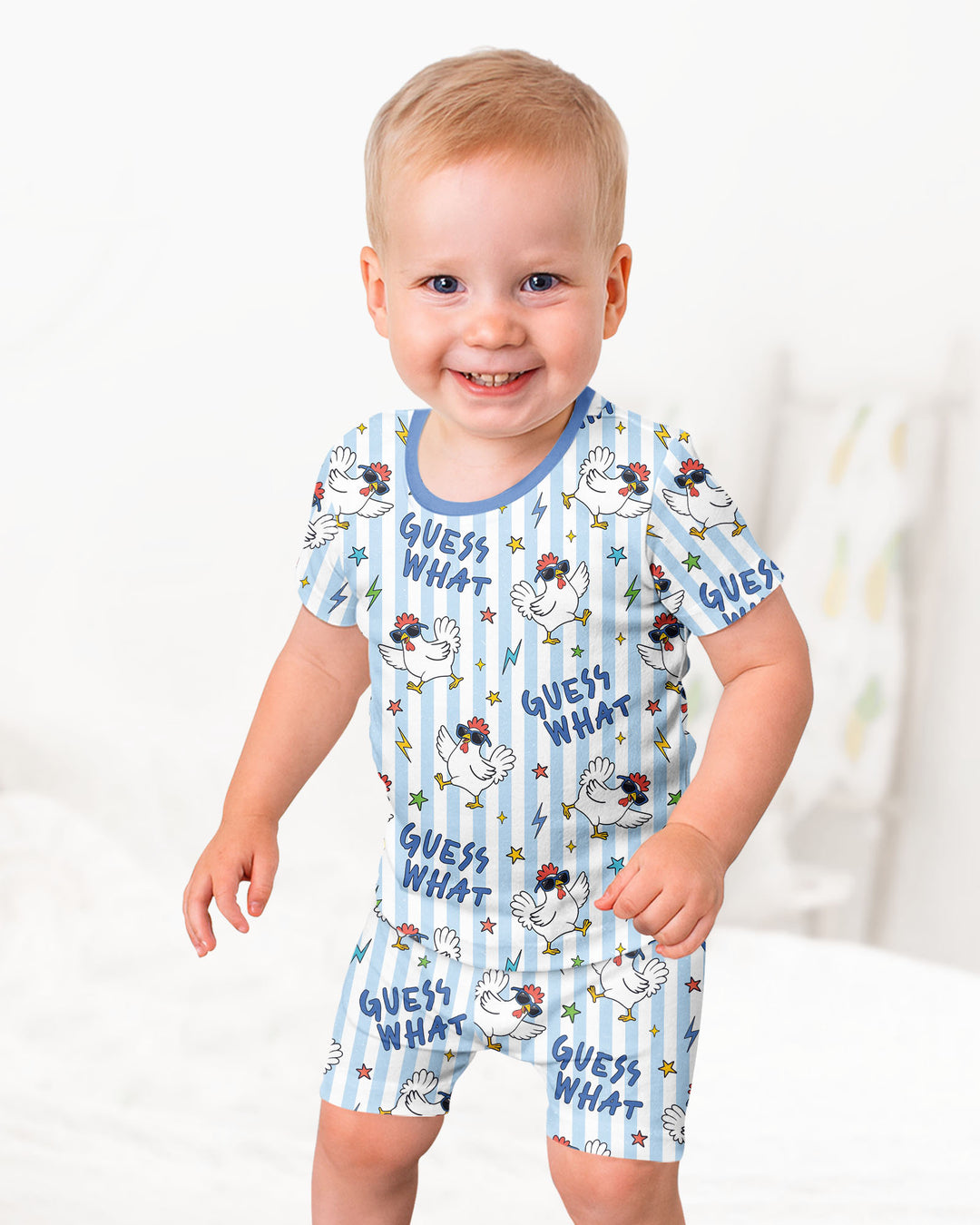Guess What? Chicken Butt! Bamboo Two Piece Short Sleeve Shorts Pajama Set