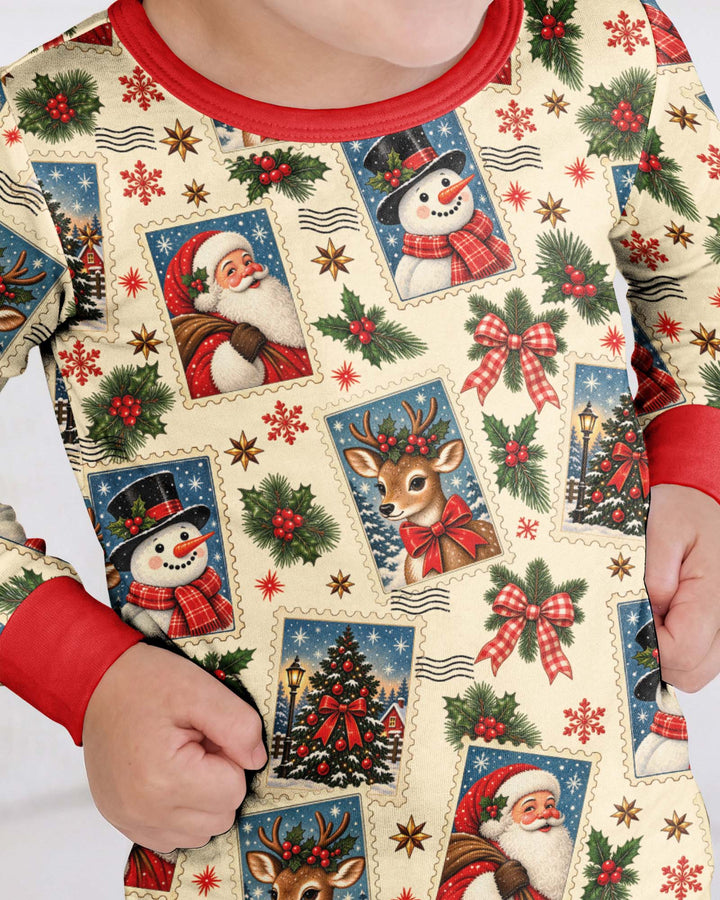 Holly Jolly Stamps Bamboo Two Piece Long Sleeve Pajama Set