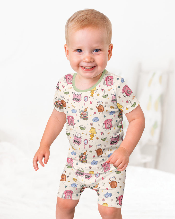 Schlafanzug-Set zweiteilig, kurze Ärmel, kurze Hose, Bambus