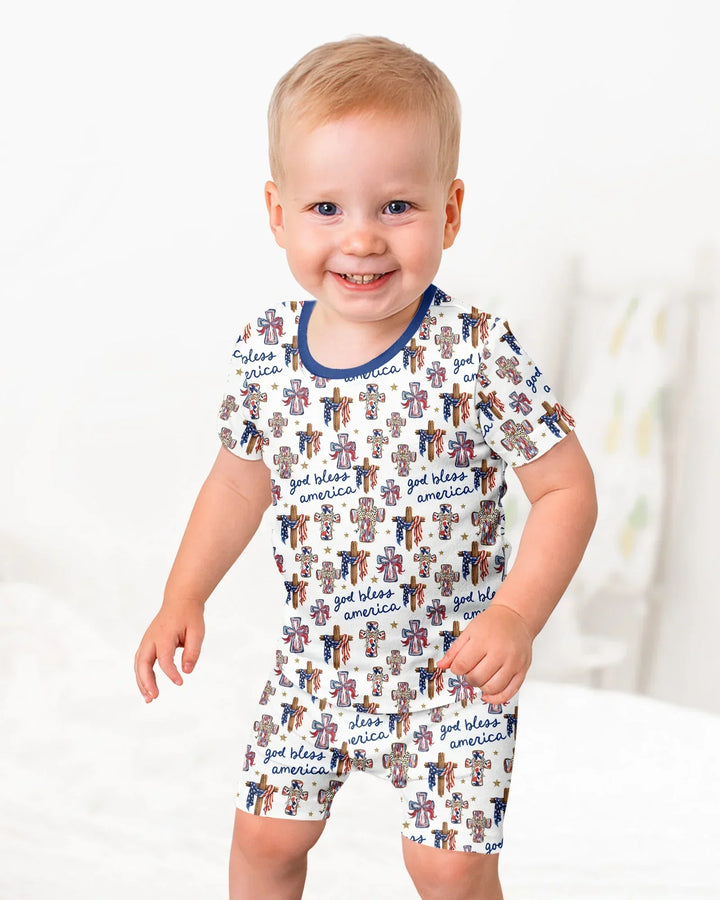 Schlafanzug-Set zweiteilig, kurze Ärmel, kurze Hose, Bambus