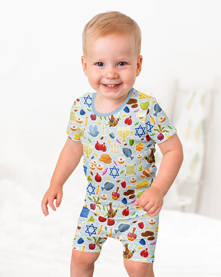 Template Zweiteiliges Pyjama-Set mit kurzen Ärmeln und Shorts