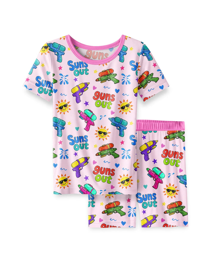 Schlafanzug-Set zweiteilig, kurze Ärmel, kurze Hose, Bambus